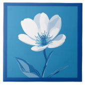 Carreau Floral Azulejo Bleu Bleu Méditerranéen Blanc (Devant)