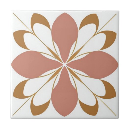 Carreau Floral blanc, brun et rose (Devant)