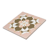 Carreau Floral blanc, doré, brun et rose (Côté)