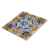 Carreau Floral bleu et jaune méditerranéen (Côté)