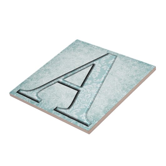 Carreau Floral bleu Imprimer Un monogramme initiales Cadea (Côté)