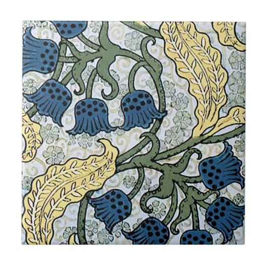 Carreau Floral Blue Flowers Lily Valley Répétition (Devant)