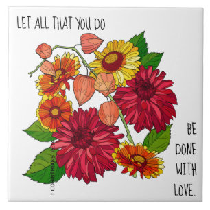 Carreau Floral (Daisies), w verset de 1 Corinthiens 16:14