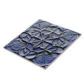 Carreau Floral Dark Indigo Blue Faux Relief Flower Cross (Côté)