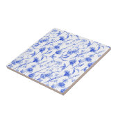 Carreau Floral Elegant Blue Flowers Ceramic Tile (Côté)