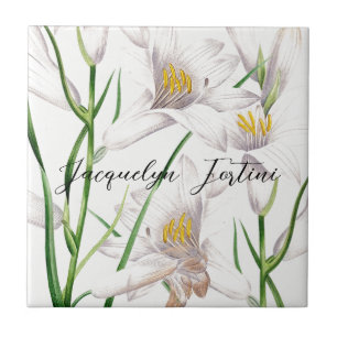 Carreau Floral Elegant Chic Cute Calligraphie Ajouter Nom