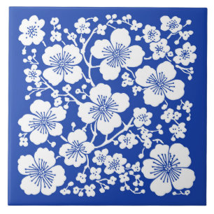 Carreau Floral Fleurs de cerisier Motif bleu