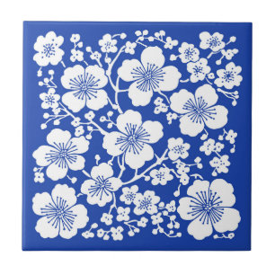 Carreau Floral Fleurs de cerisier Motif bleu