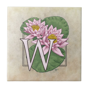 Carreau Floral Floral Fleur d'Eau Monogramme Art