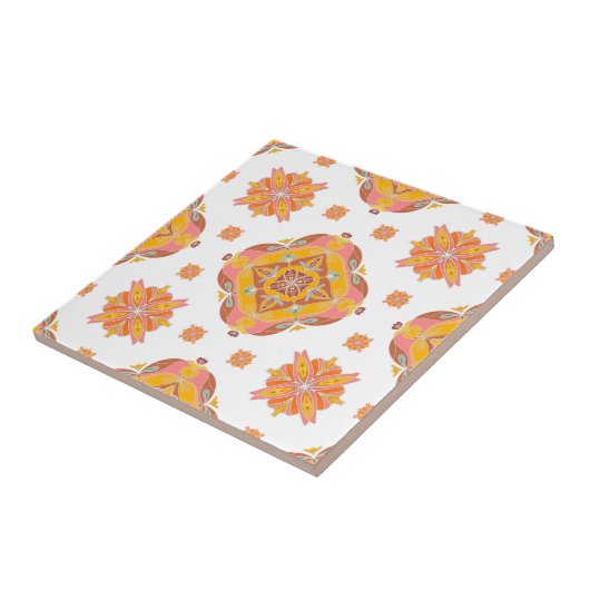 Carreau Floral Grid Ceramic Tile (Côté)