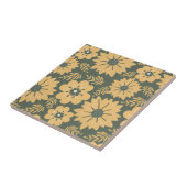 Carreau Floral jaune Vintage rétro (Côté)