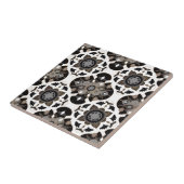 Carreau Floral Mandala Taupe gris noir (Côté)