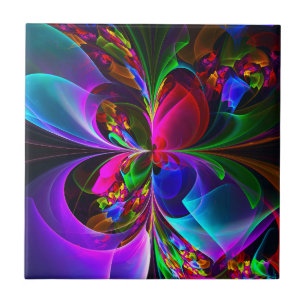 Carreau Floral moderne Art Abstrait Rouge Bleu Motif #12