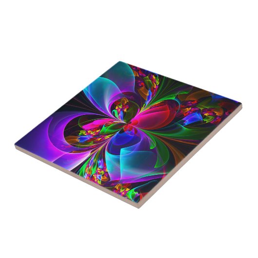 Carreau Floral moderne Art Abstrait Rouge Bleu Motif #12 (Côté)