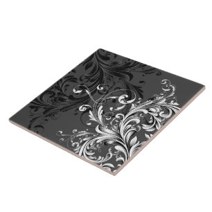 Carreau Floral noir et blanc