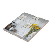 Carreau Floral Noir Et Blanc Abstrait (Côté)