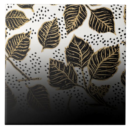 Carreau Floral noir et doré (Devant)