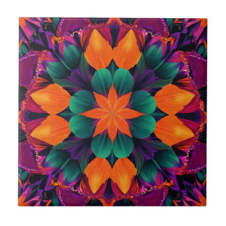 Carreau Floral orange à 8 points