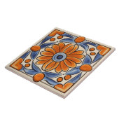 Carreau Floral Orange & Bleu Fleur Méditerranéenne (Côté)