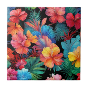Carreau Floral Orange Tropical Flowers Feuille-66771