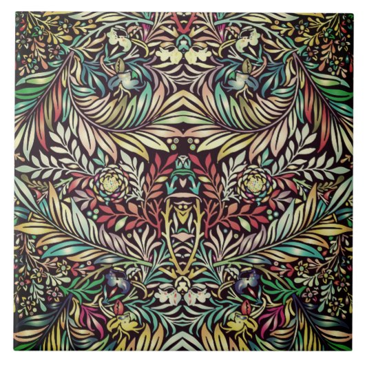 Carreau Floral Pattern in Retro Colors, Antique Style (Devant)