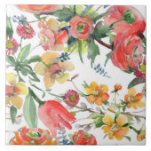 Carreau Floral Pattern Wildflowers Yellow Pink Green White (Devant)