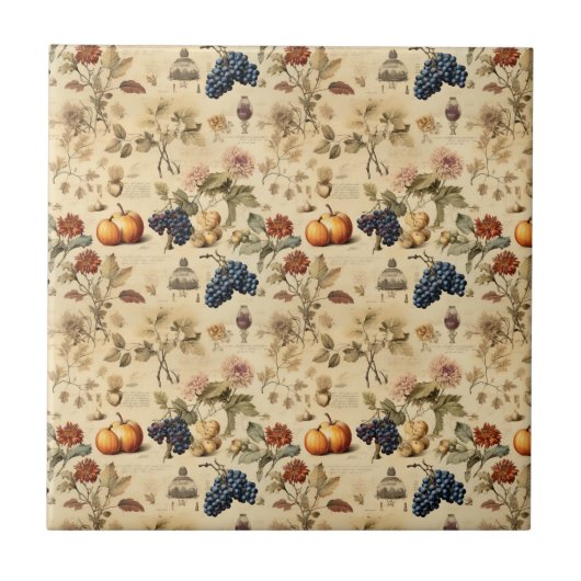 Carreau Floral Thanksgiving Motif Vintage (4) (Devant)