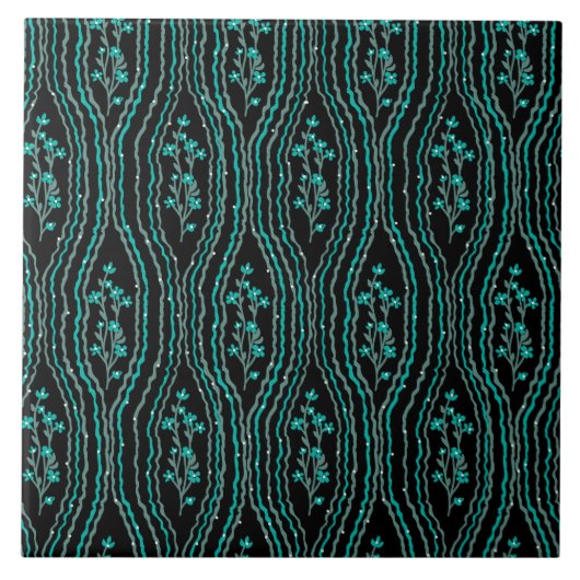 Carreau Floral vert et noir (Devant)