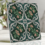 Carreau floral vintage Carreau vert Turquoise gris<br><div class="desc">Ajoutez une touche de beauté classique d'inspiration vintage à votre maison avec cet élégant carrelage en céramique. Le design se compose d'un agencement symétrique de feuillage défilant et de fines fleurs roses et oranges sur un arrière - plan vert turquoise profond, accentué de détails gris. Ce carrelage polyvalent est parfait...</div>