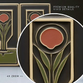 Carreau Florales Abstraites du milieu du siècle Serre