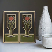 Carreau Florales Abstraites du milieu du siècle Serre