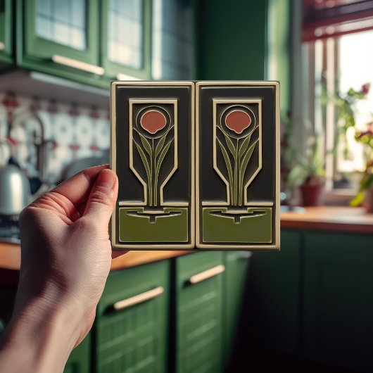 Carreau Florales Abstraites du milieu du siècle Serre