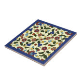 Carreau Flore arménienne - Bleu et crème (Côté)