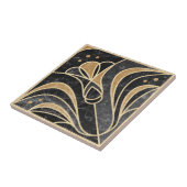 Carreau Flore Art Déco. Or et marbre (Côté)