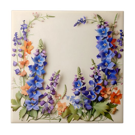 Carreau Flore de Delphinium Bleu (Devant)
