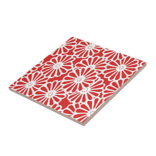 Carreau Flore des humeurs d'Asie Rouge