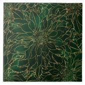 Carreau Flore dorée et verte Dahlia (Devant)