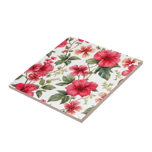 Carreau Flore Modèle Hibiscus Fleurs (Côté)