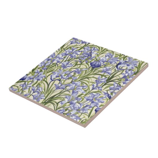 Carreau Flore Motif Fleurs bleues (Côté)
