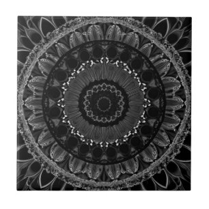 Carreau Flore noire et blanche délicate