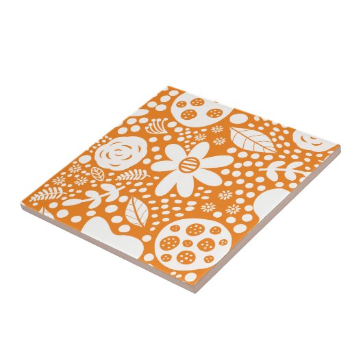 Carreau Flore orange et blanche (Côté)