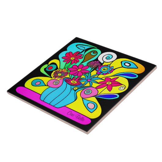 Carreau Flore psychédélique brillante (Côté)