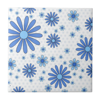 Carreau Flore rétro bleu et blanc