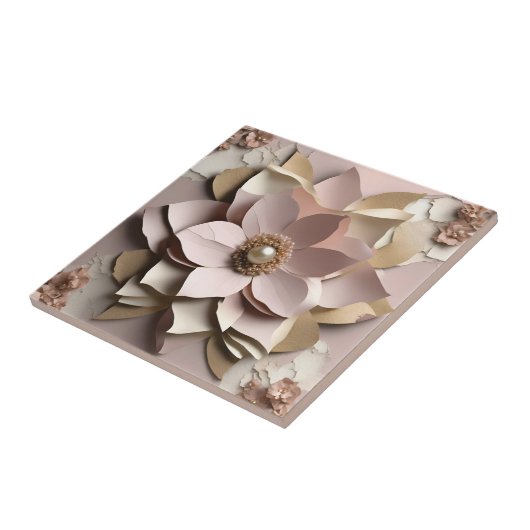 Carreau Flore Rose poussiéreux - Carrelage en céramique (Côté)