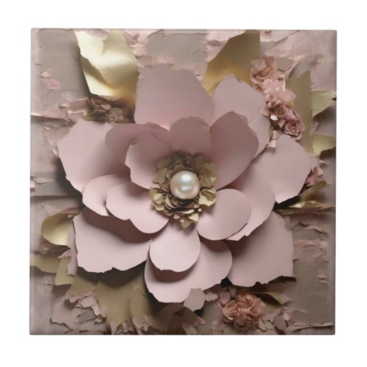 Carreau Flore Rose poussiéreux - Carrelage en céramique (Devant)