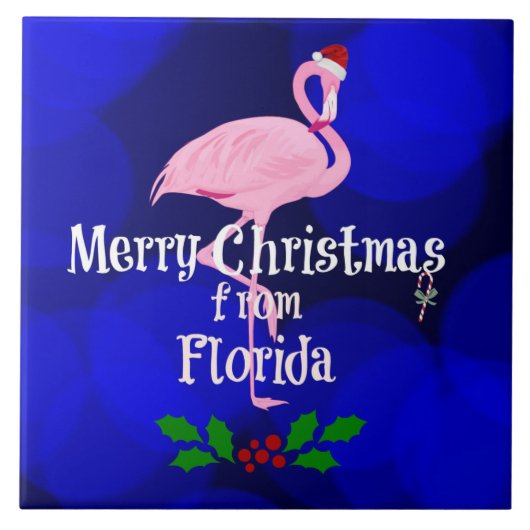 Carreau Florida Noël Salutations de Père Noël Flamant rose (Devant)