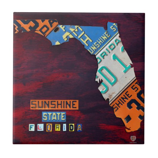 Carreau Floride License Plate Map Ceramic Tile V2 (Devant)