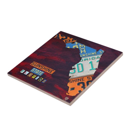 Carreau Floride License Plate Map Ceramic Tile V2 (Côté)
