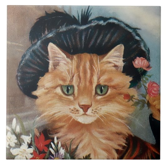 Carreau "Flower Girl Gypsy Kitten" par GL Barnes (Devant)