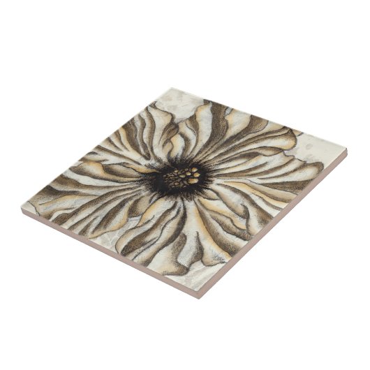 Carreau Flowerhead Fresco sur Tan Arrière - plan (Côté)